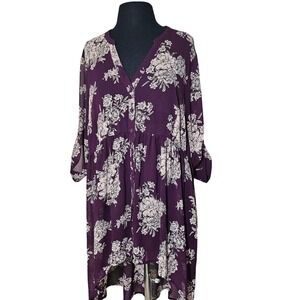 Torrid Lexie Chiffon Babydoll Front Button Closure Hi-Low Hem Sheer Tunic sz 1